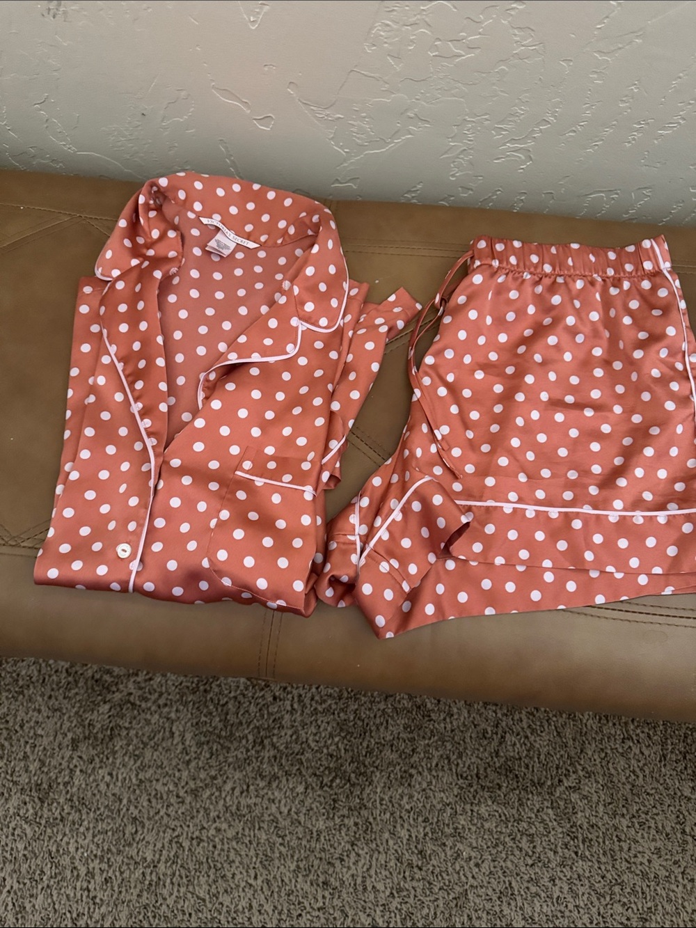 Kids Polka Dot Sleep Set - Coral with White Dots